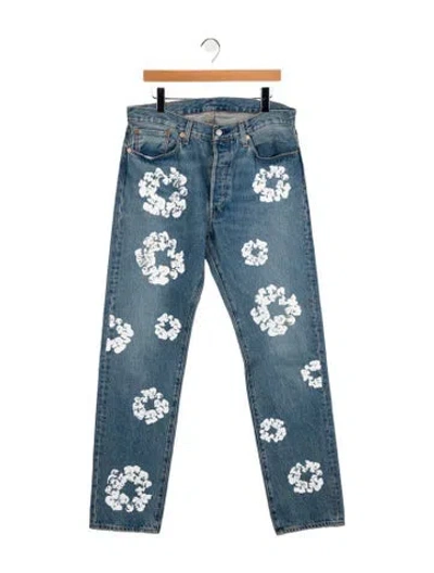 Pre-owned Denim Tears X Levis Cotton Wreath Straight-leg Jeans In Blue