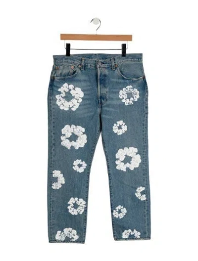 Pre-owned Denim Tears X Levis Cotton Wreath Straight-leg Jeans In Blue