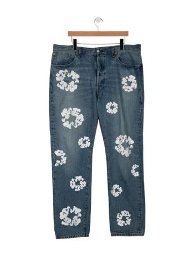 Pre-owned Denim Tears X Levis Cotton Wreath Straight-leg Jeans In Blue
