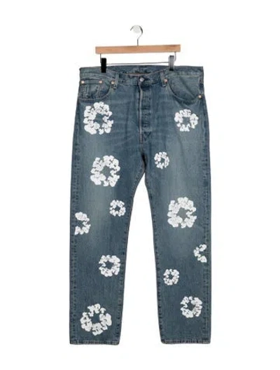 Pre-owned Denim Tears X Levis Cotton Wreath Straight-leg Jeans In Blue