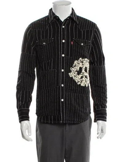 Pre-owned Denim Tears X Levis Patchwork Sashiko Colorblock Pattern Windbreaker In Black