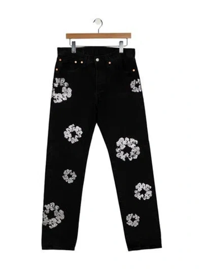 Pre-owned Denim Tears X Levis Rhinestone Cotton Wreath Slim Fit Jeans In Black
