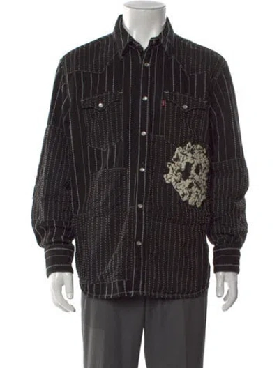 Pre-owned Denim Tears X Levis Striped Long Sleeve Shirt In Black