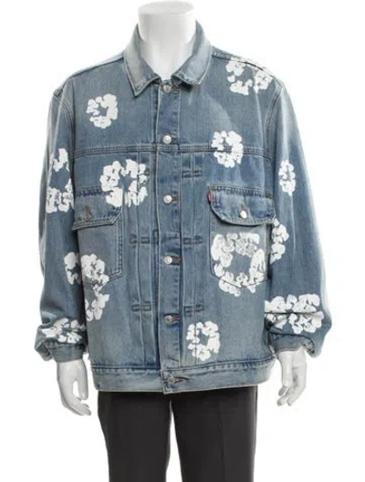 Pre-owned Denim Tears X Levis Type 2 Cotton Wreath Graphic Print Denim Jacket In Blue