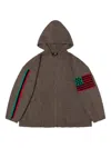 Denim Tears X Stussy Flag-detailed Hoodie In Brown