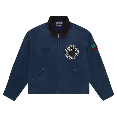 Pre-owned Denim Tears X Stussy Never Renege Canvas Work Jacket 'blue' | Men's Size M