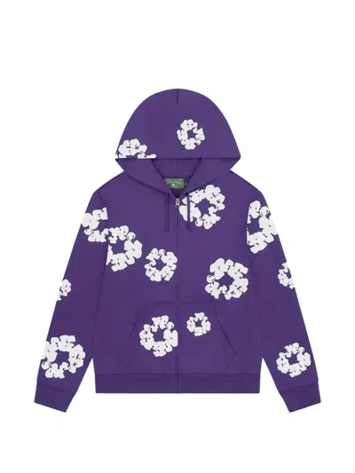Denim Tears Zipped Cotton Hoodie In Purple