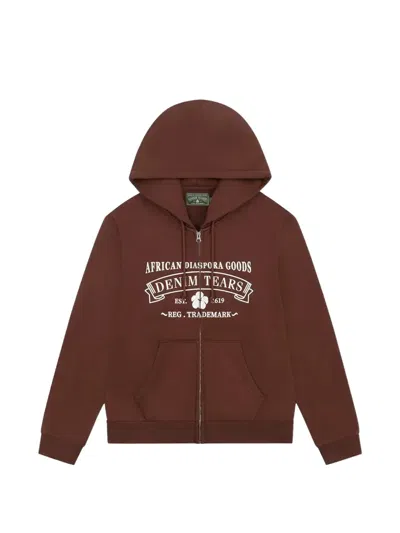 Denim Tears Zipped Hoodie In Brown