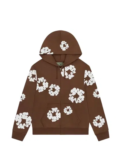 Denim Tears Zipped Hoodie In Brown