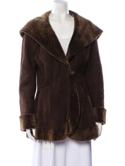 Pre-owned Denimaxx Faux Fur Jacket In Brown