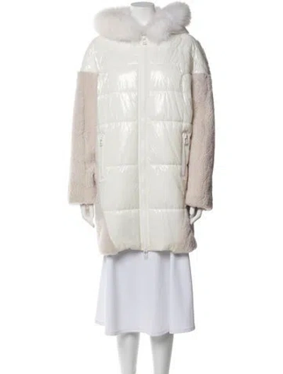 Pre-owned Denimaxx Wool Fur Coat In White