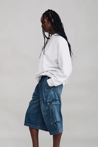 Denimist Ainsley Triple Pleat Cargo Short In Shane Indigo