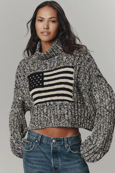 DENIMIST AMERICAN FLAG CROPPED TURTLENECK SWEATER