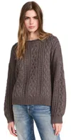 Denimist Aran Sweater In Medium Heather Brown
