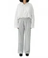Denimist Blair Double Pleated Pant In Blue Ticking Stripe In Gray