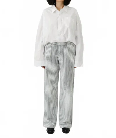 Denimist Blair Double Pleated Pant In Blue Ticking Stripe In Gray