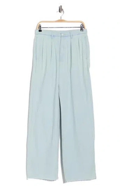 Denimist Blaire Double Pleated Raw Hem Wide Leg Pants In Blue