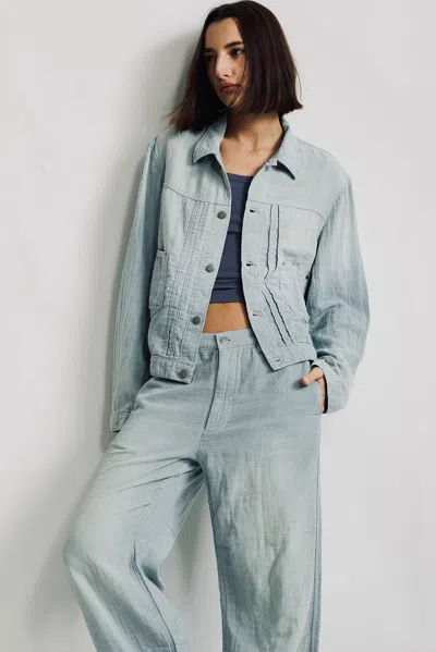 Denimist Boxy Pleated Trucker Jacket In Blue