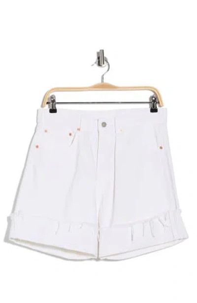 Denimist Brooke Fray Hem Cuffed Denim Shorts In White