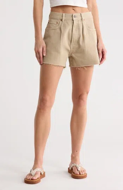 Denimist Brooke Raw Hem Shorts In Brown