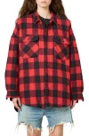 Denimist Buffalo Plaid Flannel Shirt Jacket In Red