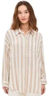 Denimist Button Front Shirt Jumbo Beige/ecru Stripe In Jumbo Beige/ecru Stripe