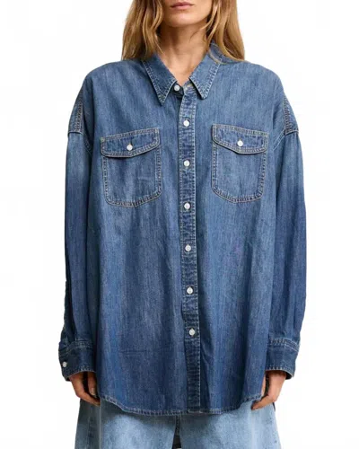 Denimist Button Front Workshirt In Seymour Indigo In Blue