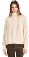Denimist Cable Turtleneck Sweater In Ecru Slub In Ecru Slub