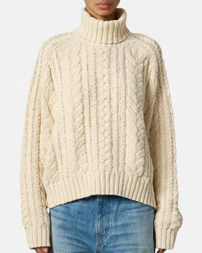 Denimist Cable Turtleneck Sweater In Ecru Slub In Multi