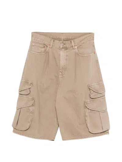 Denimist Cargo Pleated Shorts In Neutral