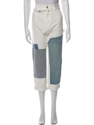 Pre-owned Denimist Colorblock Pattern Straight Leg Pants In Multi