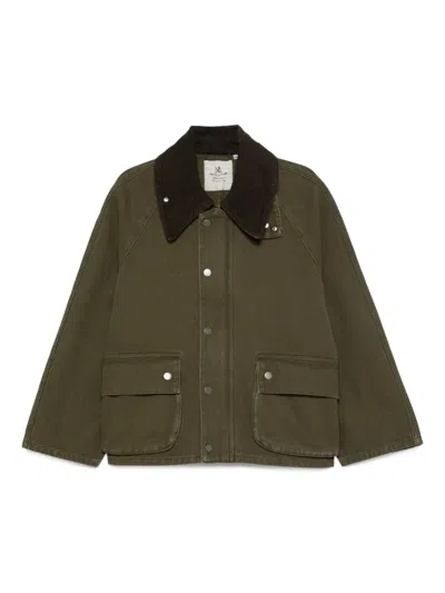 Denimist Corduroy-collar Jacket In Green