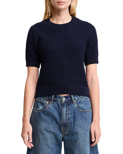 Denimist Crewneck Cable Knit Sweater In Blue