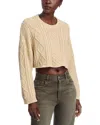 Denimist Cropped Cable Crewneck Sweater In Neutral