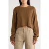 Denimist Cropped Cable Stitch Sweater In Brown