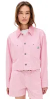 Denimist Cropped Chore Jacket Railroad Vivid Pink In Railroad Vivid Pink