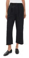 Denimist Cropped Double Pleat Wide Leg Chino Pants Black In Gold