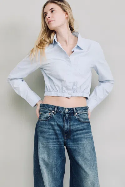 Denimist Cropped Elastic Waist Shirt In Blue