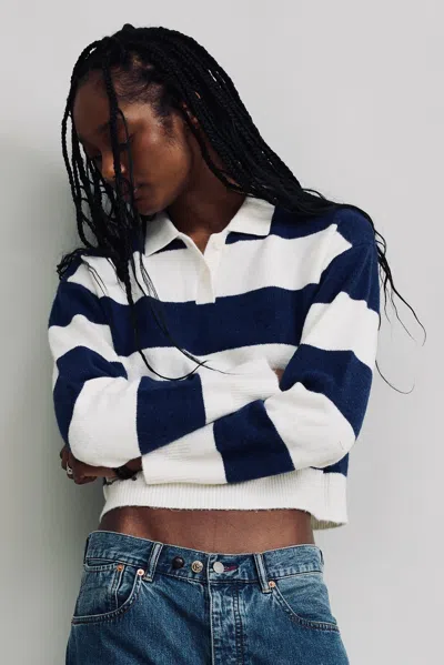 Denimist Cropped Rugby Sweater In Black