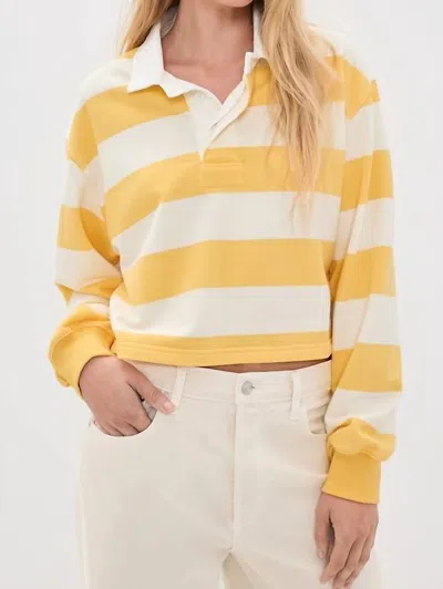 Denimist Cropped Rugby Top In Jumbo Yellow Stripe In Multi