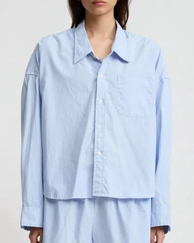 Denimist Cropped Shirt In Light Blue Stripe