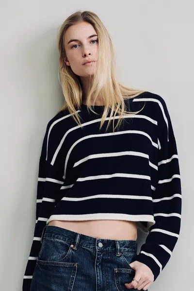 Denimist Cropped Stripe Sweater In Blue