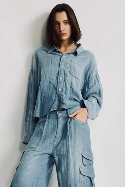 Denimist Cropped Work Shirt In Blue