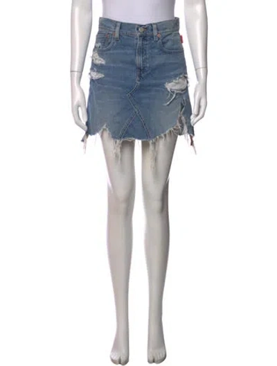 Pre-owned Denimist Distressed Accents Mini Skirt In Blue
