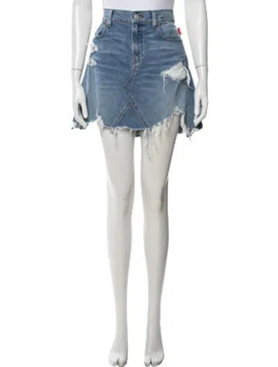 Pre-owned Denimist Distressed Accents Mini Skirt In Blue