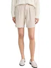 Denimist Double Pleat Shorts Natural Linen In Multi