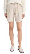 Denimist Double Pleat Shorts Natural Linen In Multi