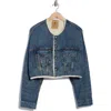 Denimist Faux Shearling Lined Crop Denim Jacket In Blue