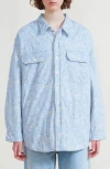 Denimist Floral Print Cotton Shirt Jacket In Blue