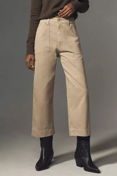 Denimist Cotton-drill Wide-leg Cargo Pants In Beige